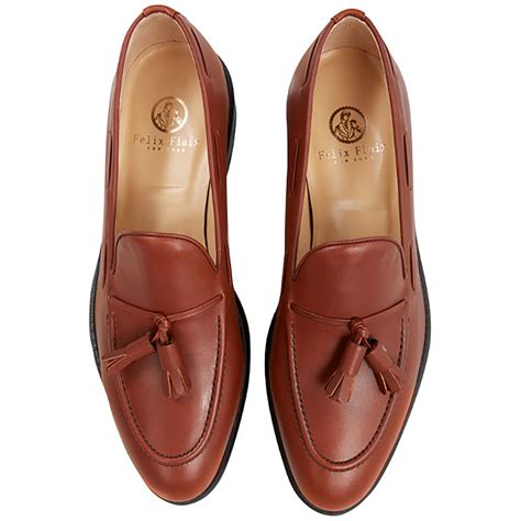 Cognac Laced Leather Loafers 